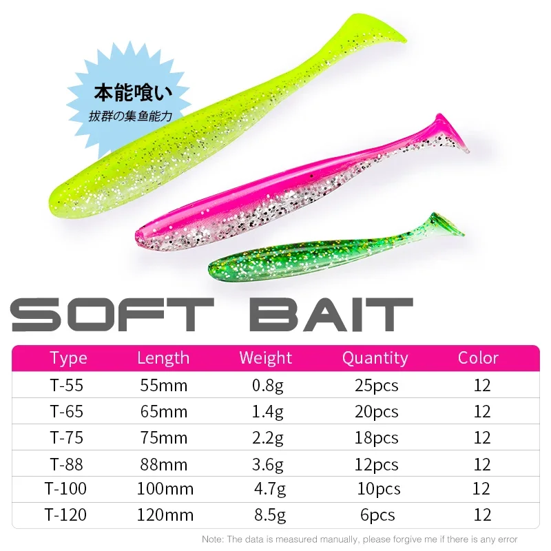Fishing Lure Soft Plastic - TSURINOYA, nuevo tamaño, 100mm, 120mm, cola