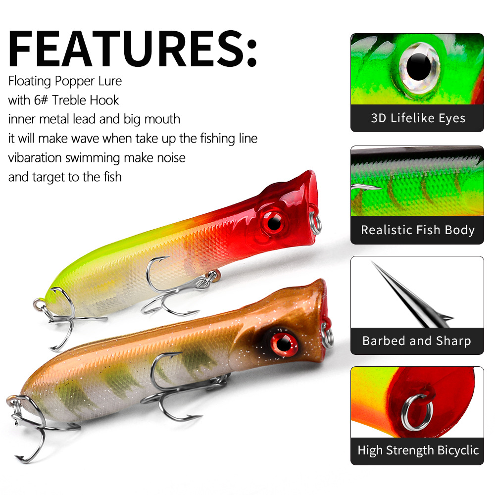 Topwater Popper Pesca en Agua  - Fishing Lure Popper reseña y precio
