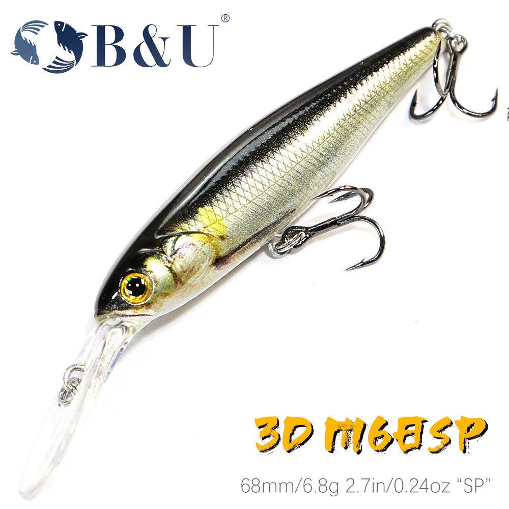 B & U 68mm impresión 3D sábalo - Fishing Lure Jerkbait reseña y precio