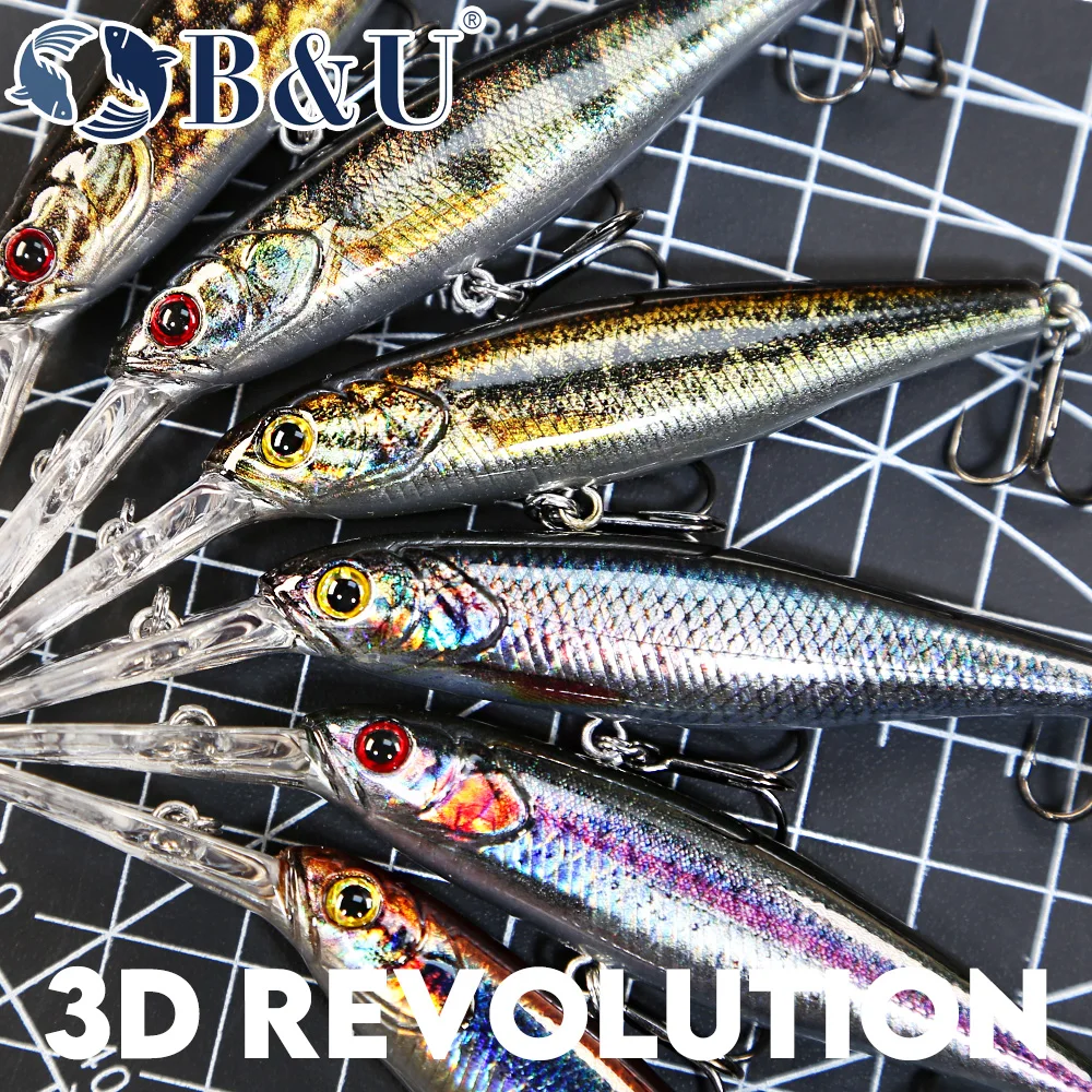 B & U 68mm impresión 3D sábalo - Fishing Lure Jerkbait reseña y precio